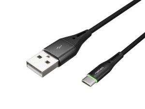 Kabel USB 2.0 Type-C(M) - AM 1m oplot czarny led Natec Prati