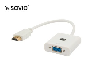 Kabel adapter Savio CL-27/B HDMI - VGA biały