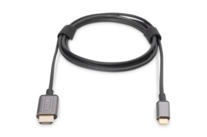 Kabel adapter DIGITUS USB Typ C 3.1  na HDMI 4K 30Hz metalowa obudowa HQ czarny 1,8m