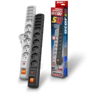 Listwa przeciwprzepięciowa Acar S10 czarna automat 1,5 m